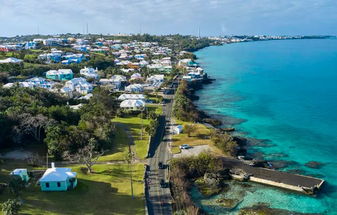 An aerial view of North Shore, Bermuda